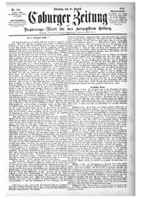 Coburger Zeitung Dienstag 12. August 1879