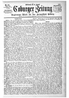 Coburger Zeitung Mittwoch 13. August 1879