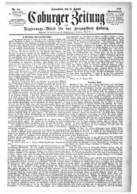 Coburger Zeitung Samstag 16. August 1879