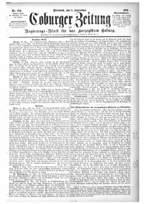 Coburger Zeitung Mittwoch 3. September 1879