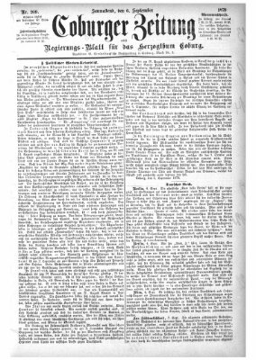 Coburger Zeitung Samstag 6. September 1879