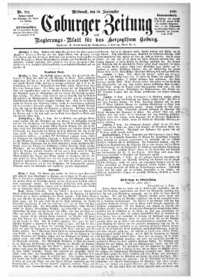 Coburger Zeitung Mittwoch 10. September 1879