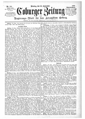 Coburger Zeitung Montag 22. September 1879