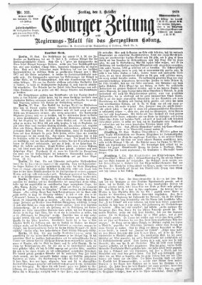 Coburger Zeitung Freitag 3. Oktober 1879