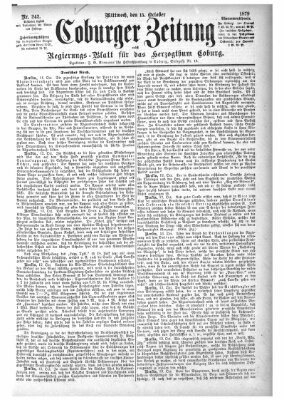 Coburger Zeitung Mittwoch 15. Oktober 1879