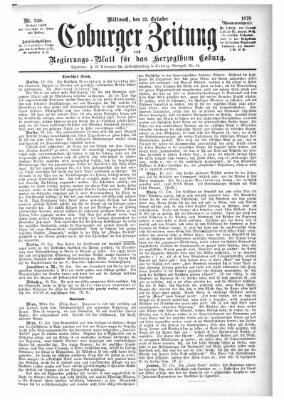 Coburger Zeitung Mittwoch 22. Oktober 1879