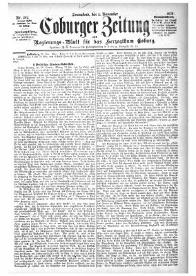 Coburger Zeitung Samstag 1. November 1879