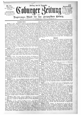 Coburger Zeitung Freitag 21. November 1879