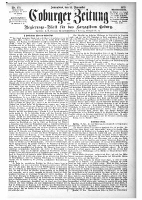 Coburger Zeitung Samstag 22. November 1879