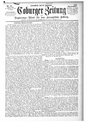 Coburger Zeitung Samstag 29. November 1879