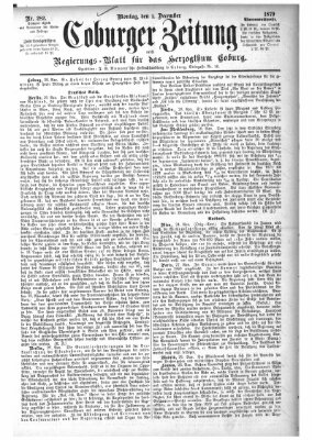 Coburger Zeitung Montag 1. Dezember 1879