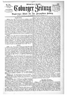 Coburger Zeitung Mittwoch 3. Dezember 1879