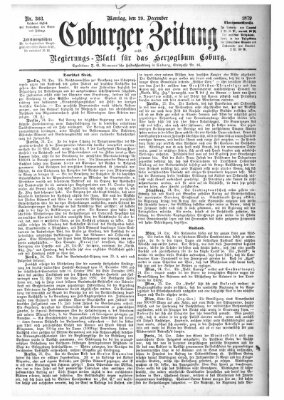 Coburger Zeitung Montag 29. Dezember 1879