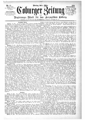 Coburger Zeitung Montag 1. März 1880