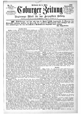 Coburger Zeitung Mittwoch 31. März 1880