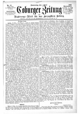 Coburger Zeitung Donnerstag 1. April 1880