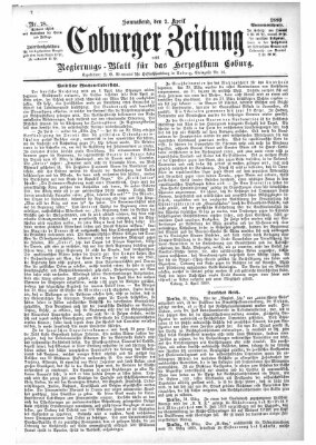 Coburger Zeitung Samstag 3. April 1880