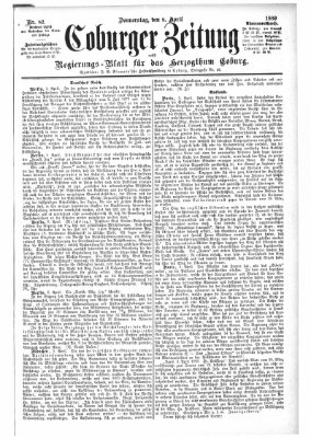 Coburger Zeitung Donnerstag 8. April 1880