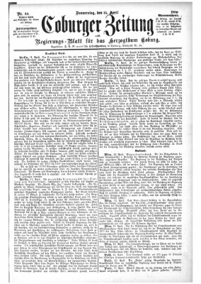 Coburger Zeitung Donnerstag 15. April 1880