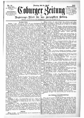 Coburger Zeitung Dienstag 20. April 1880