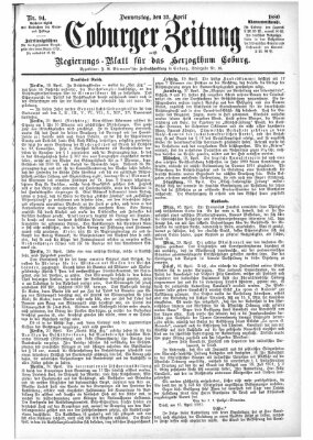 Coburger Zeitung Donnerstag 22. April 1880