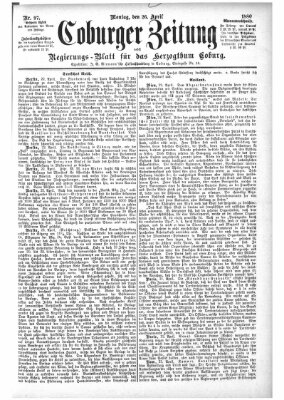 Coburger Zeitung Montag 26. April 1880