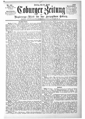 Coburger Zeitung Freitag 30. April 1880