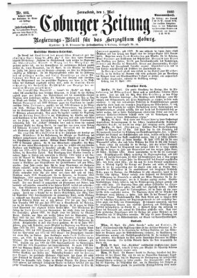 Coburger Zeitung Samstag 1. Mai 1880