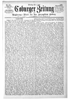 Coburger Zeitung Dienstag 1. Juni 1880