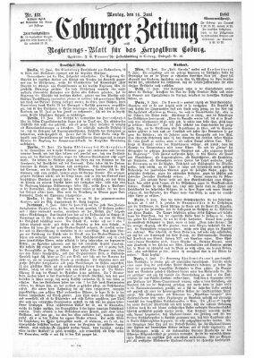 Coburger Zeitung Montag 14. Juni 1880