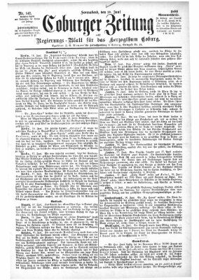 Coburger Zeitung Samstag 19. Juni 1880