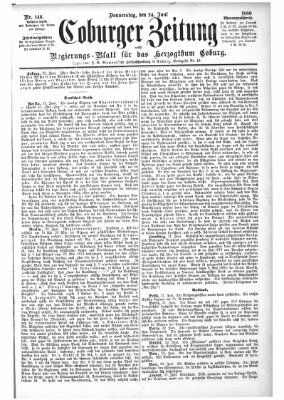 Coburger Zeitung Donnerstag 24. Juni 1880