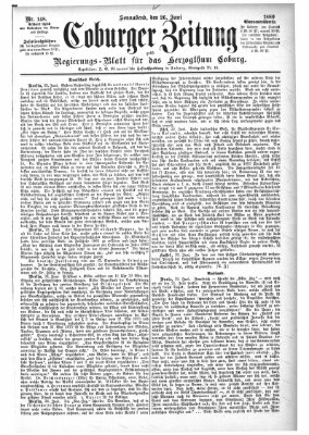 Coburger Zeitung Samstag 26. Juni 1880