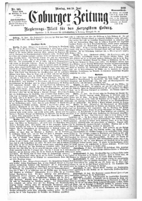 Coburger Zeitung Montag 28. Juni 1880