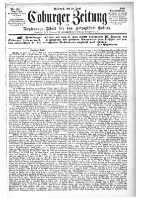 Coburger Zeitung Mittwoch 30. Juni 1880