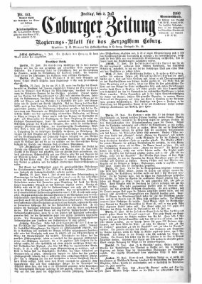 Coburger Zeitung Freitag 2. Juli 1880