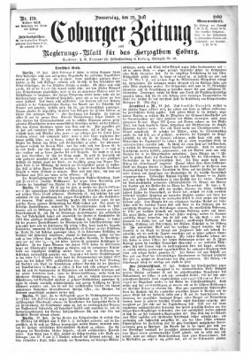 Coburger Zeitung Donnerstag 22. Juli 1880