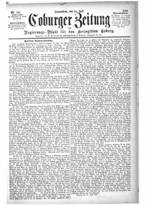 Coburger Zeitung Samstag 24. Juli 1880