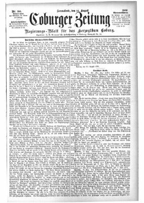 Coburger Zeitung Samstag 14. August 1880