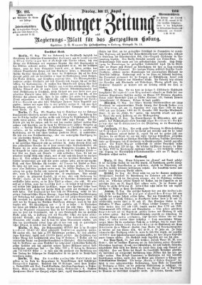 Coburger Zeitung Dienstag 17. August 1880