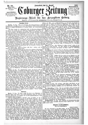 Coburger Zeitung Samstag 21. August 1880