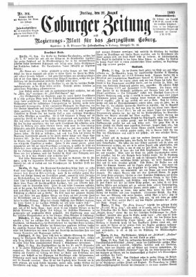 Coburger Zeitung Freitag 27. August 1880