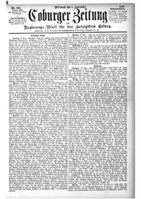 Coburger Zeitung Mittwoch 1. September 1880