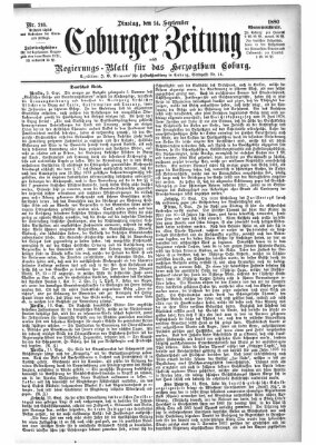 Coburger Zeitung Dienstag 14. September 1880