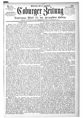 Coburger Zeitung Mittwoch 15. September 1880