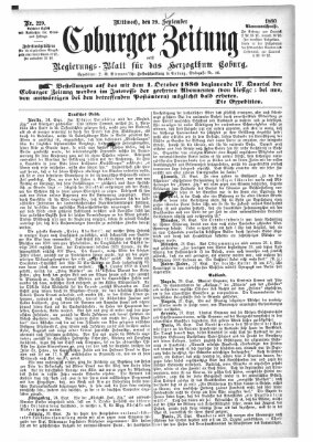 Coburger Zeitung Mittwoch 29. September 1880