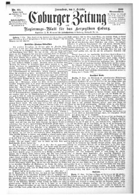 Coburger Zeitung Samstag 2. Oktober 1880