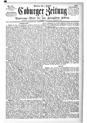 Coburger Zeitung Montag 4. Oktober 1880