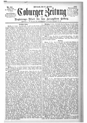 Coburger Zeitung Mittwoch 27. Oktober 1880