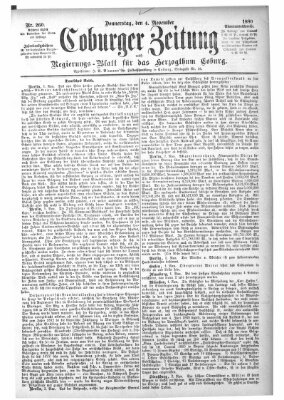 Coburger Zeitung Donnerstag 4. November 1880